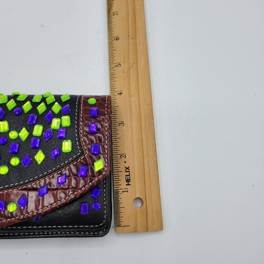 Brighton Multi Colored Bejeweled Wallet Purse Missing Strap Boho Dressy - Picture 10 of 12